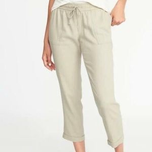old navy mid rise linen blend pants